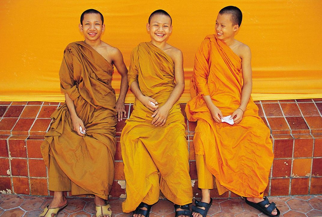 Smiling Monks in Bangkok, Thailand