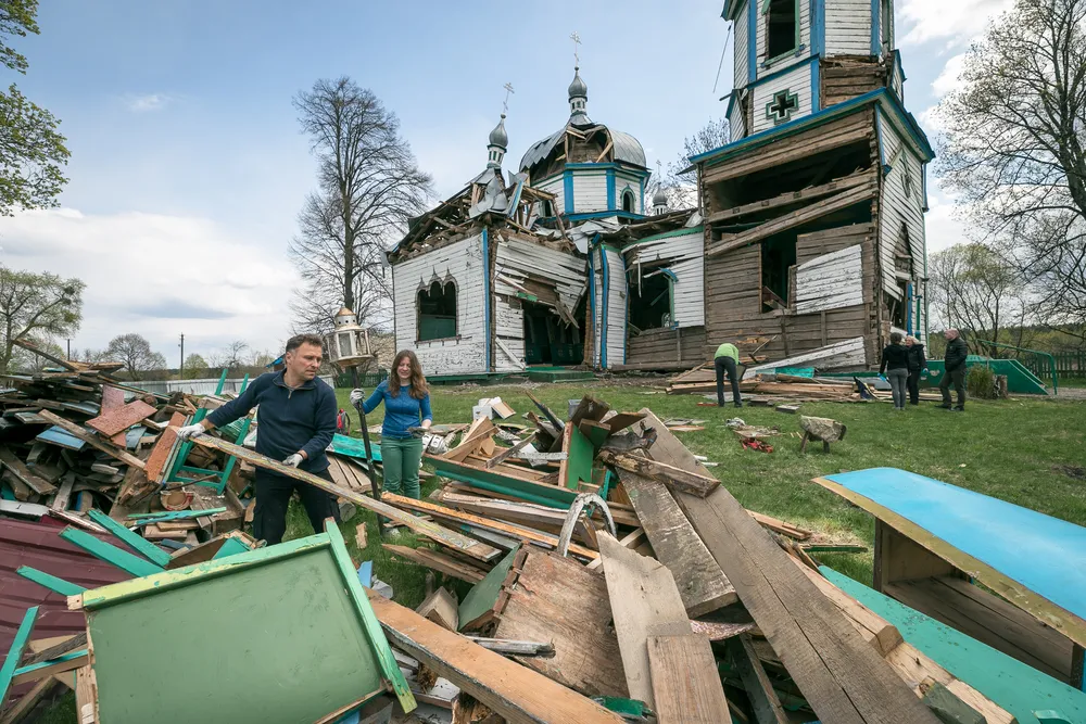 Russian shelling of Church of the Nativity of the Blessed Virgin Mary