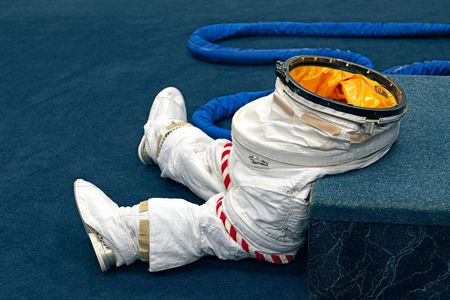 Among the objects that caught the photographer's eye is this forlorn lower torso of a spacesuit that was never worn. 