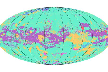 Cassini’s radar imager peered through Titan’s thick atmosphere, providing data to create a map of its surface.