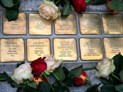 Twenty-eight stumbling stones in Salzburg, Austria, commemorate victims of the Nazis.