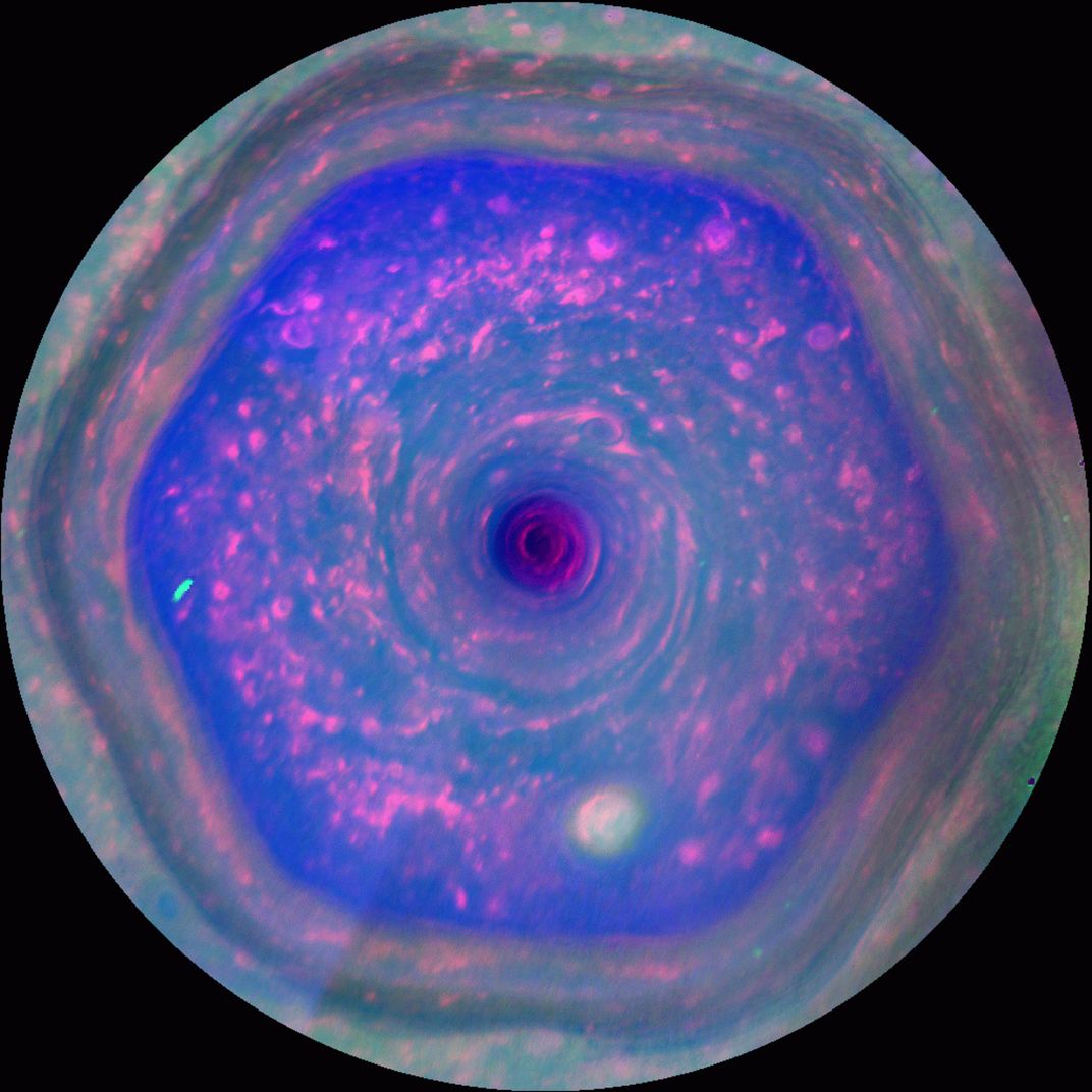 Saturn’s six-sided vortex