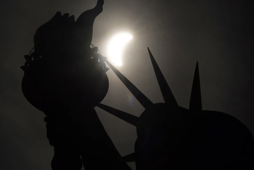 Statue of Liberty during the solar eclipse