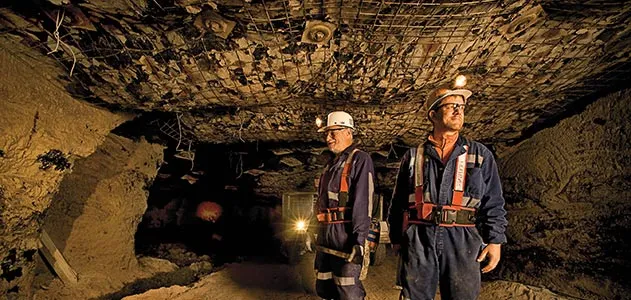 John Nelson and Scott Elrick inspect a mine shaft