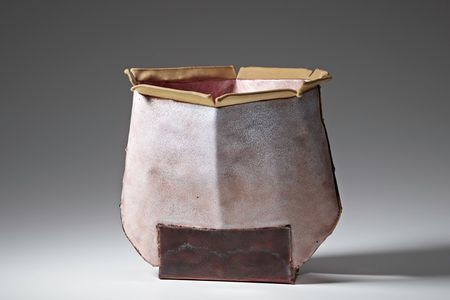 Vessel (#2309) by June Schwarcz, 2006, electroplated copper foil and enamel, gold plated