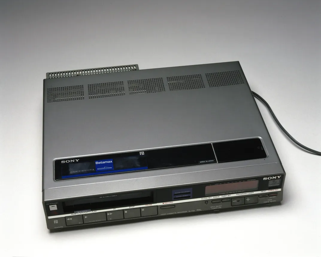 Top view of Sony Beta SL-F30UB video cassette recorder, 1985