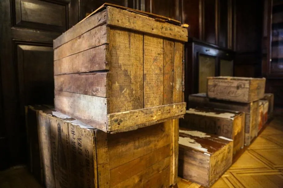 Wooden crates stacked on top of each other
