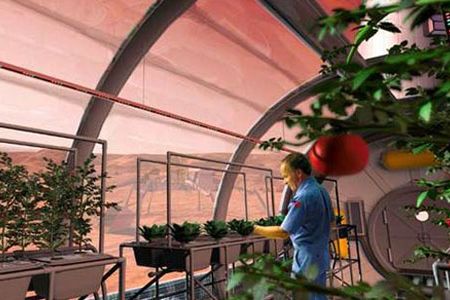 Artist’s concept of a Martian farm.