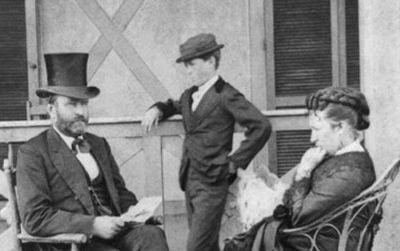 President Ulysses S. Grant with First Lady Julia Dent Grant and son Jesse in 1872.