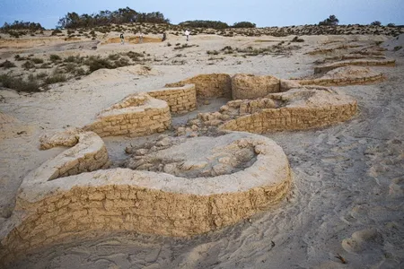 The curved walls were likely designed to help the fortress withstand wind and sand erosion.