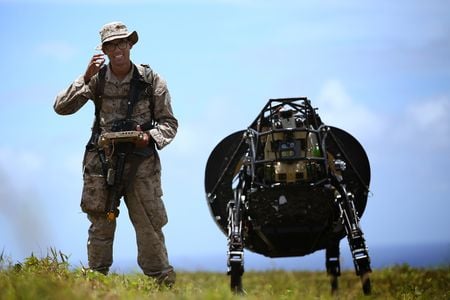 Infantryman Brandon Dieckmann poses with LS3.
