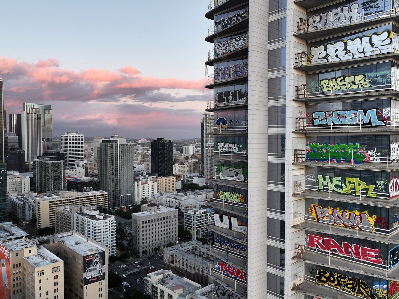 Graffiti Artists Tag 27 Floors of Abandoned Skyscraper in Los Angeles