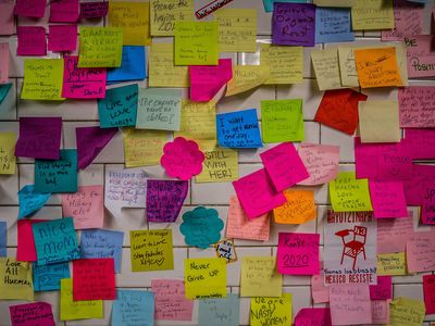 Tens of thousands of sticky notes were used to create the communal artwork/therapy session. 