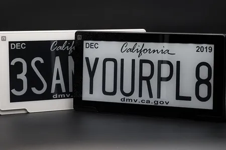The plate’s display resembles a Kindle, except that letters and numbers are made up of monochromatic “e-ink.”