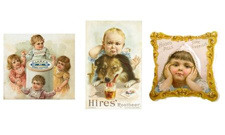 Pictures of children were used in these 19th-century advertising cards.