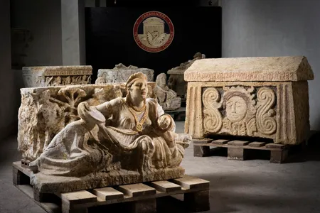 Italian authorities have recovered several Etruscan antiquities stolen by tomb raiders from a burial site in central Italy.