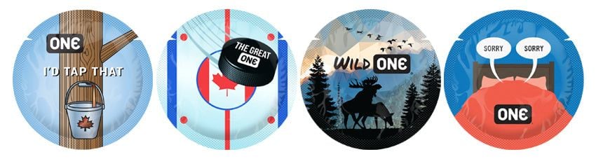 Canada-themed condom labels