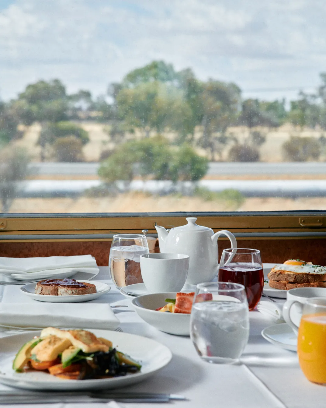 Breakfast on The Ghan. Credit: Journey Beyond
