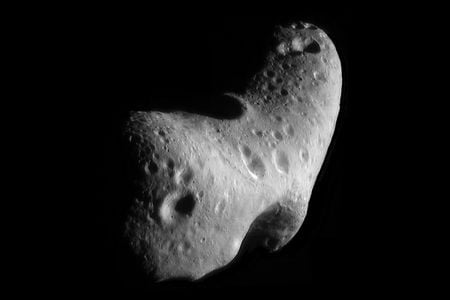 NASA’s NEAR Shoemaker spacecraft photographed asteroid Eros up close in 2001. Looks harmless enough from here. 