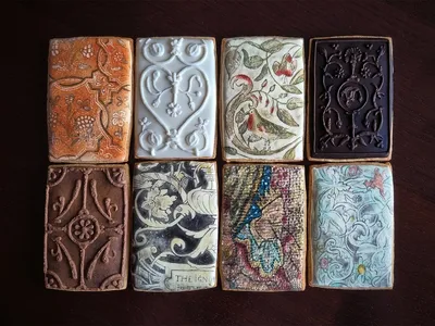 Ella Hawkins&rsquo; stunning biscuit art emulates book covers, scalloped-edged Tiffany lamps, pottery shards, mosaic tiles, medieval manuscripts, Elizabethan fabrics and more.
