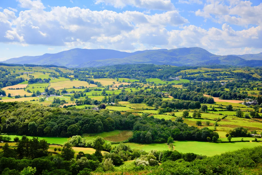 Landscape of England's Lake District, near Hawkshead