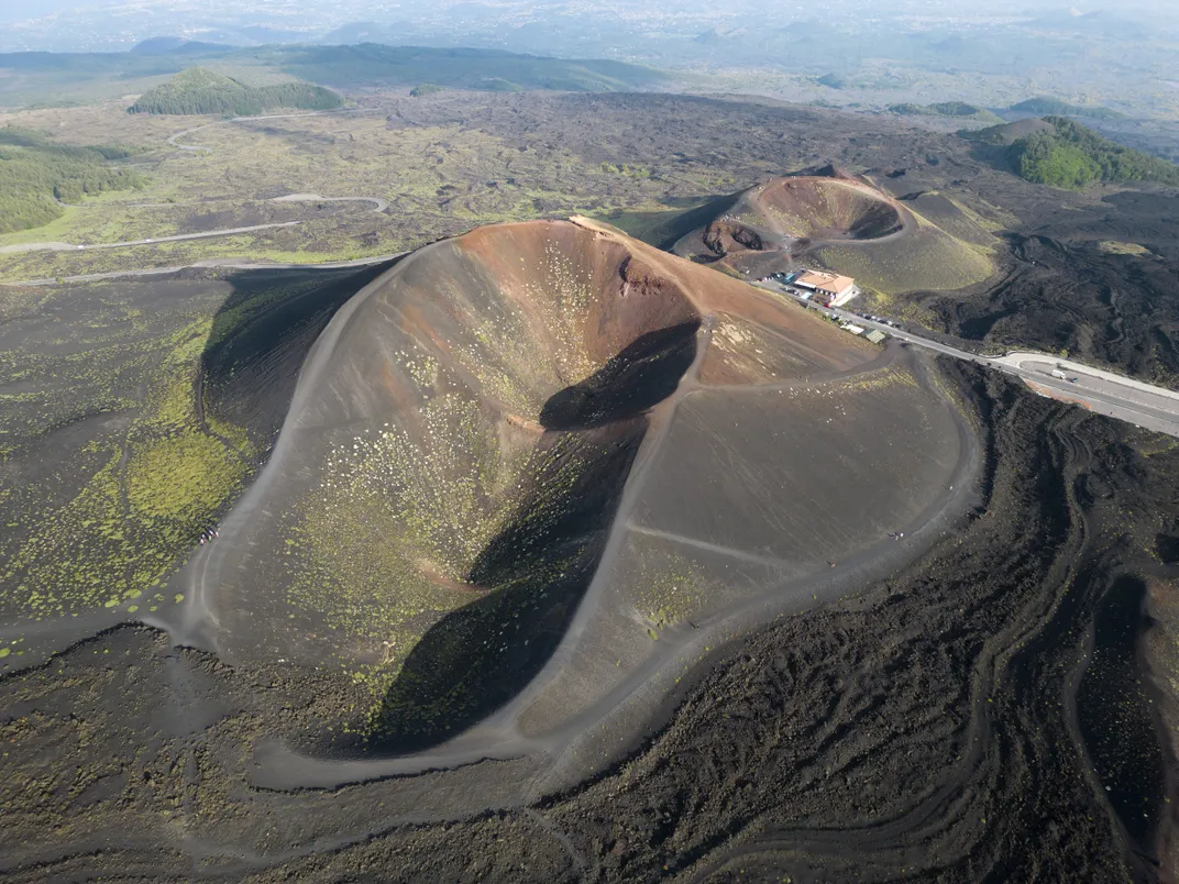Two of the craters at Mt. Etna