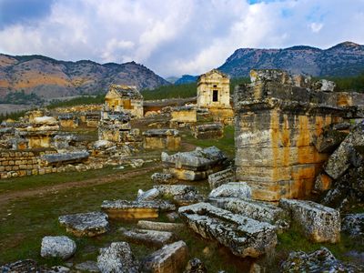 Tombs in the ancient city of Hierapolis, in modern-day Turkey.