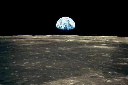 The Moon's surface as seen from Apollo 11 in lunar orbit. This same picture (AS11-44-6550) can even appear to show different colors, depending on how it's printed or displayed. 