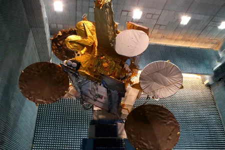It's showtime: The Eutelsat-9B satellite with its EDRS-A payload undergoes testing at Airbus Defence and Space in Toulouse, France.