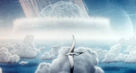 Artist Donald E. Davis' depiction of the asteroid impact