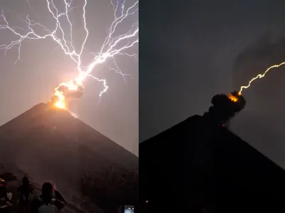Lightning wowed onlookers watching the eruption of&nbsp;Volc&aacute;n de Fuego in Guatemala last month.