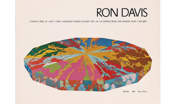 Exhibition announcement for Ron Davis exhibition at Nicholas Wilder Gallery, 1969. Ronald Davis papers, 1960-2017. Archives of American Art, Smithsonian Institution.