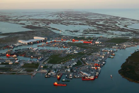 Port Fourchon, a seaport and hub for the petroleum industry on the marshy coast south of New Orleans
