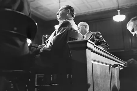 In 1951, mobster Frank Costello (seated, center) testified in front of the Kefauver Committee during a televised congressional hearing on organized crime that captivated the country.