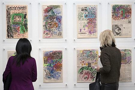 Looking at works on paper by Nam June Paik at SAAM. 