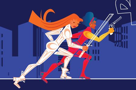 Of Gods and Heroes by Jeffrey Veregge, 2018  (detail featuring Colleen Wing and Misty Knight)