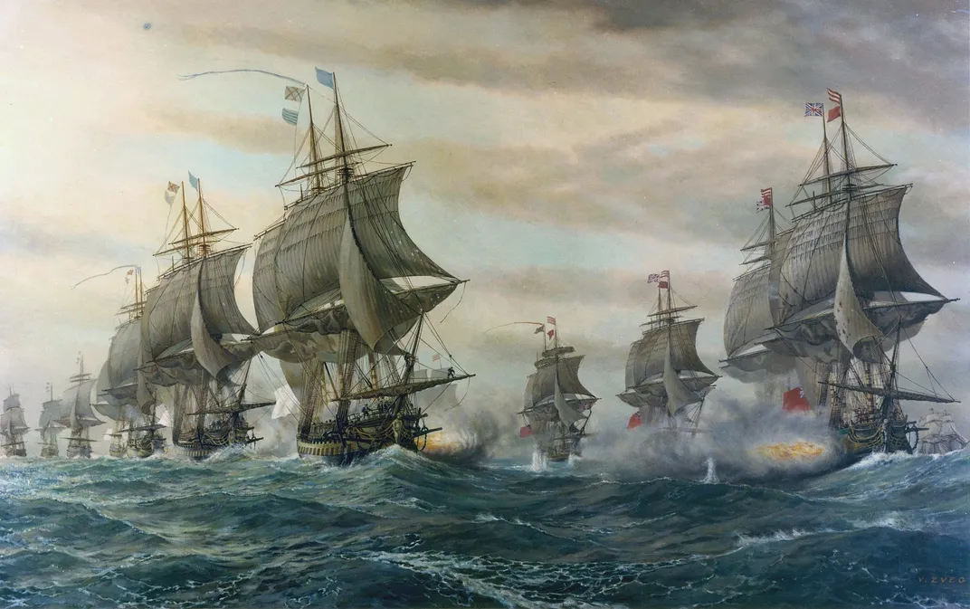 French Navy ships participating in the 1781 Battle of the Chesapeake