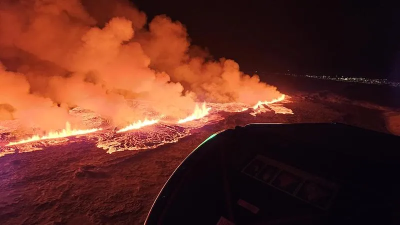 Volcano erupts