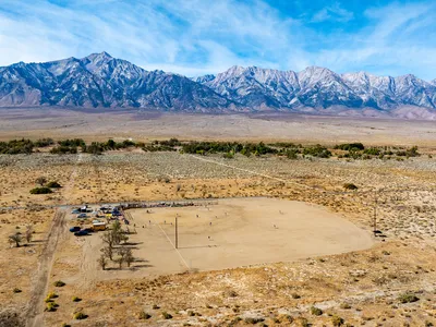 Visitors to Manzanar National Historic Site will be able to run the bases around the restored baseball field, sit on the bleachers and look out into the looming mountain range from home plate.