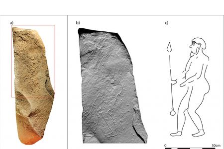 The warrior carved onto the Tulloch Stone wields a spear with a "kite-shaped blade and a doorknob-style butt," according to a new study.