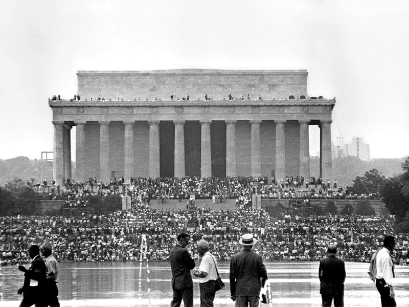 Protestors gathered at Lincoln Memorial