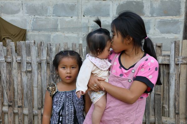 Young Girls in Ban Bok Fark Village, Laos thumbnail