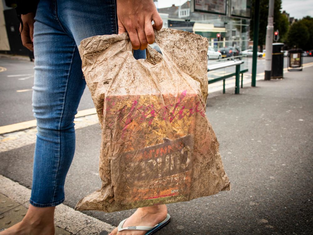 A plastic bag submerged in soil for three years could still hold a full load of shopping (Picture Lloyd Russell, University of Plymouth).jpg