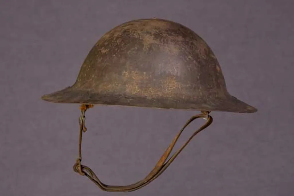 Helmet worn by Peter L. Robinson in World War I