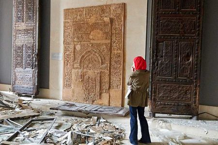 The interior of the Islamic Art Museum after a car bomb damaged the museum in 2014