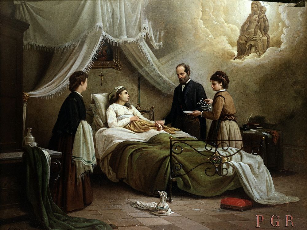 Woman in Bed in a Sick Room