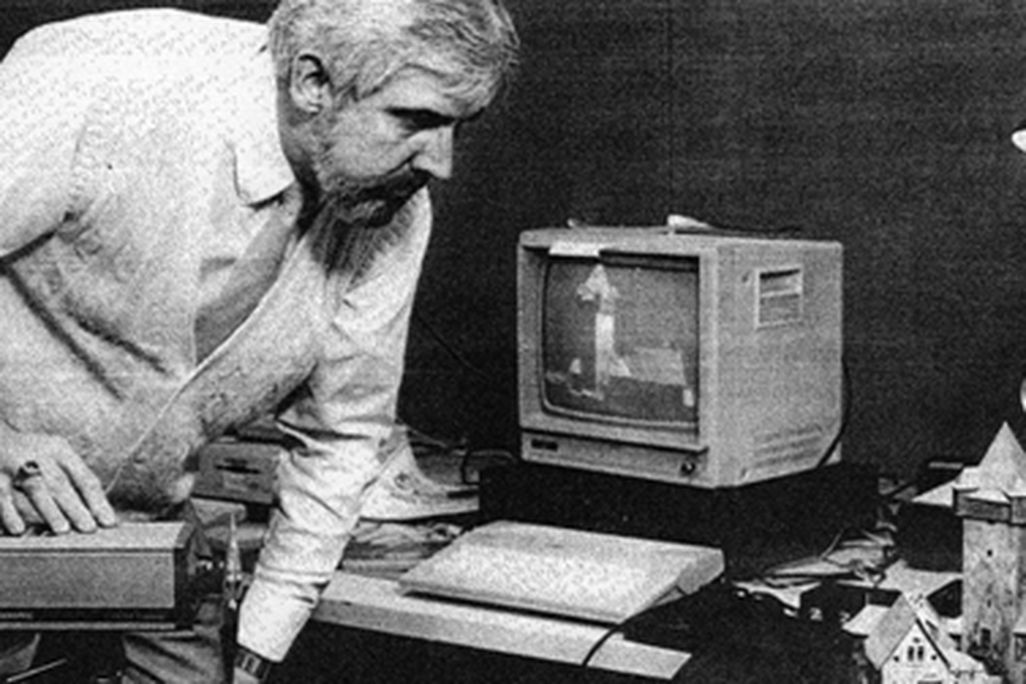 Editor John Henson of The New Aladdin floppy disk magazine