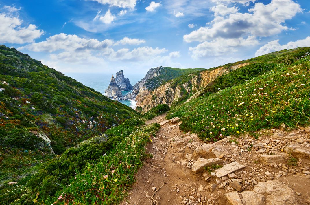 Cliff-top path at Cabo da Roca, Portugal