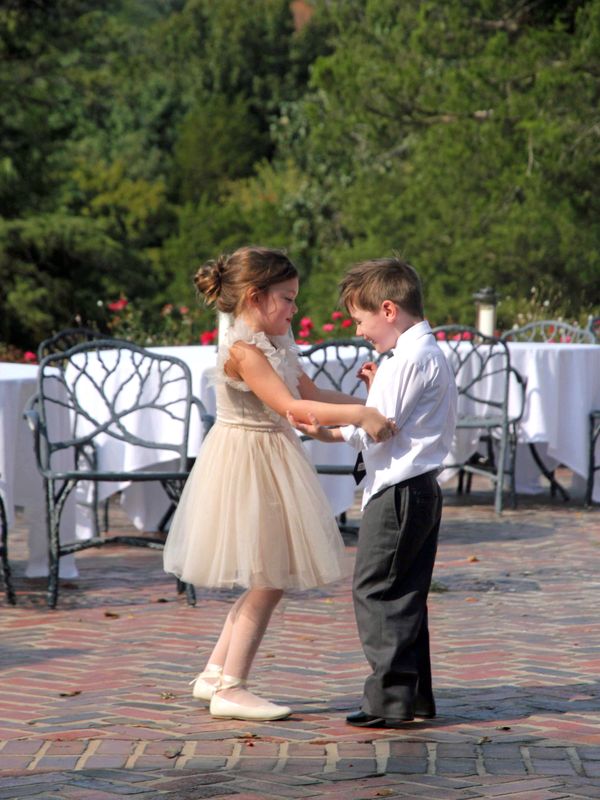 Ring Bearer and Flower Girl Enjoy the Bride and Groom's First Dance thumbnail