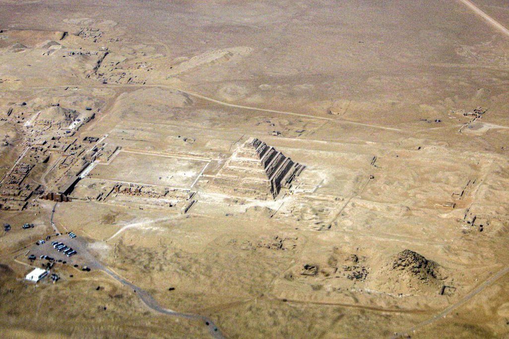 An aerial view of the Step Pyramid in Egypt